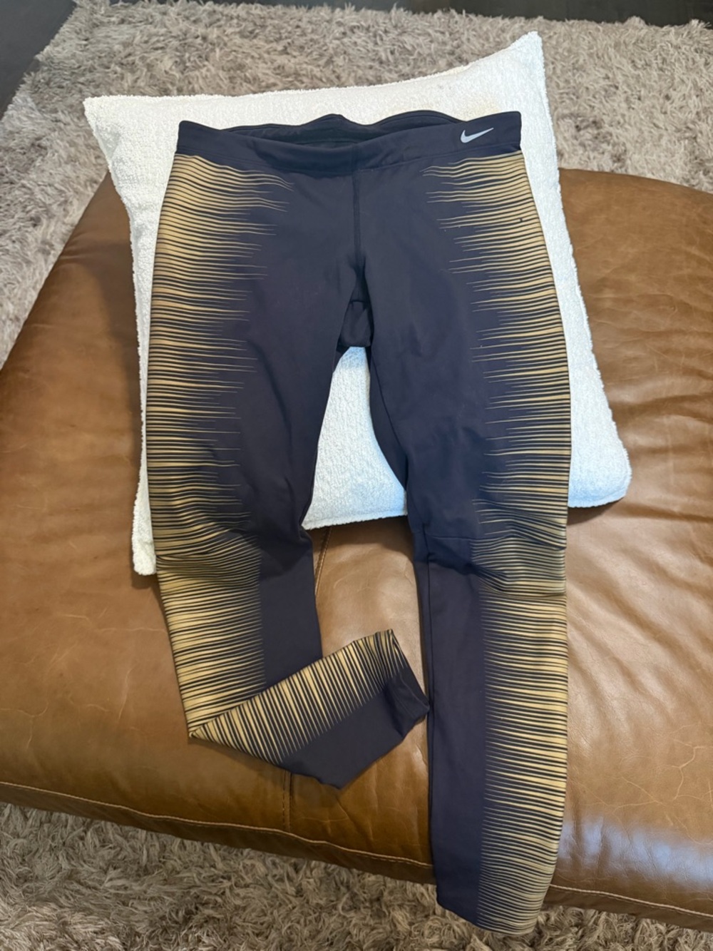 Nike Black Leggings with Gold Fade Side Stripes